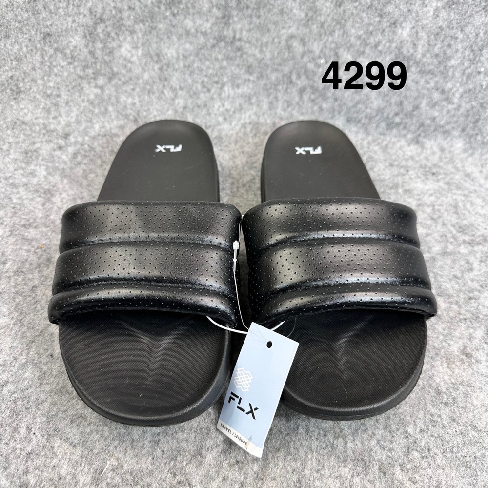 FLX Womens Black Onyx Man Made Textile Slip On Flats Size 10 M Comfort Slides
